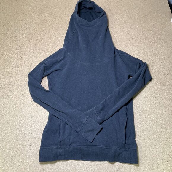 Lululemon Stress Less Hoodie Sweatshirt Grayish Blue Cotton Size 6 C2 - Picture 1 of 6